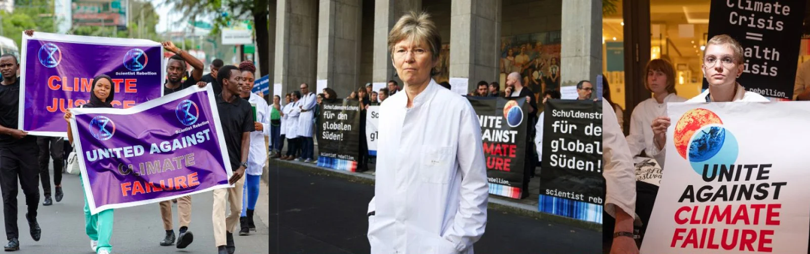 unite against climate failure three photos